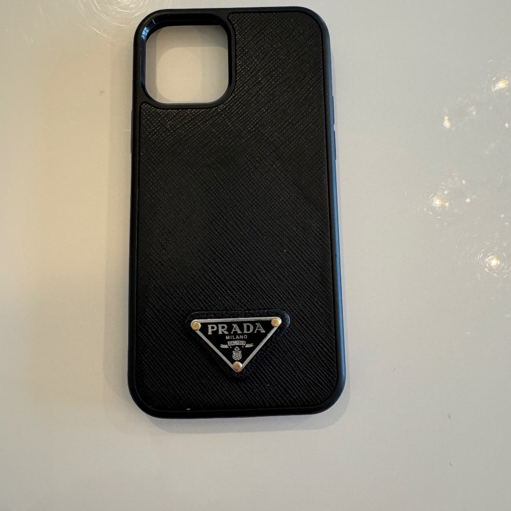 AUTHENTIC PRADA IPHONE 12 PRO CASE IN BLACK WITH SILVER LOGO
